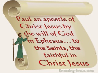 Ephesians 1:1 Paul An Apostle Of Christ By The Will Of God To Saints In Ephesus (beige)